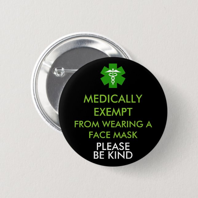Medizinisch von Gesichtsmasken ausgenommen Button (Vorne & Hinten)