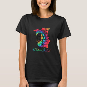 Medizinische Assistentin Messy bun Gesichtsmaske u T-Shirt