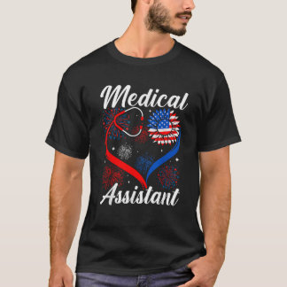 Medizinische Assistentin Sonnenblume American Flag T-Shirt