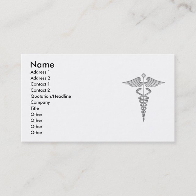 Medizinische Caduceus-Visitenkarte Visitenkarte (Vorderseite)