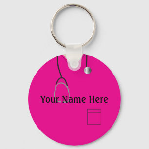 Medizinische Chirurgie Nurse Hot Pink Button Schl Schlüsselanhänger