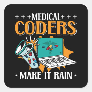 Medizinische Coder lassen die Codierung medizinisc Quadratischer Aufkleber