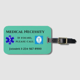 Medizinische CPAP-Behandlung auf grünem Schwarz Gepäckanhänger