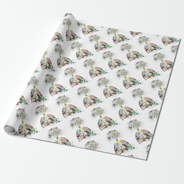 Medizinische Geschenke Herz und Lunge-Motiv Geschenkpapier (Ungerollt)