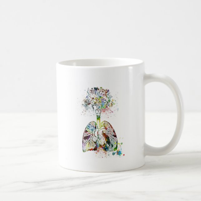 Medizinische Geschenke Herz und Lunge-Motiv Kaffeetasse (Rechts)