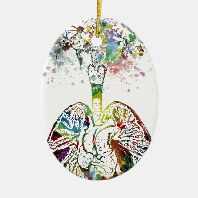 Medizinische Geschenke Herz und Lunge-Motiv Keramik Ornament (Vorne)