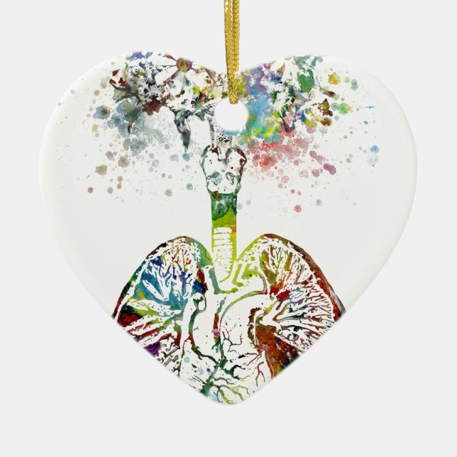 Medizinische Geschenke Herz und Lunge-Motiv Keramikornament (Vorne)