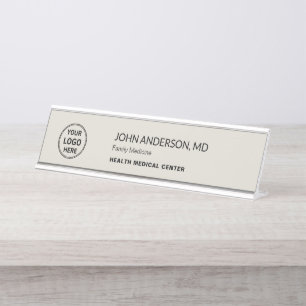 Medizinische Gesundheitsklinik Arzt Neutral Beige Schreibtischnamensplakette