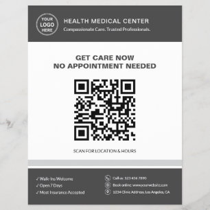 Medizinische Klinik Arzt QR Walk-In Akutversorgung Flyer