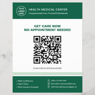 Medizinische Klinik Arzt QR Walk-In Notfallversorg Flyer
