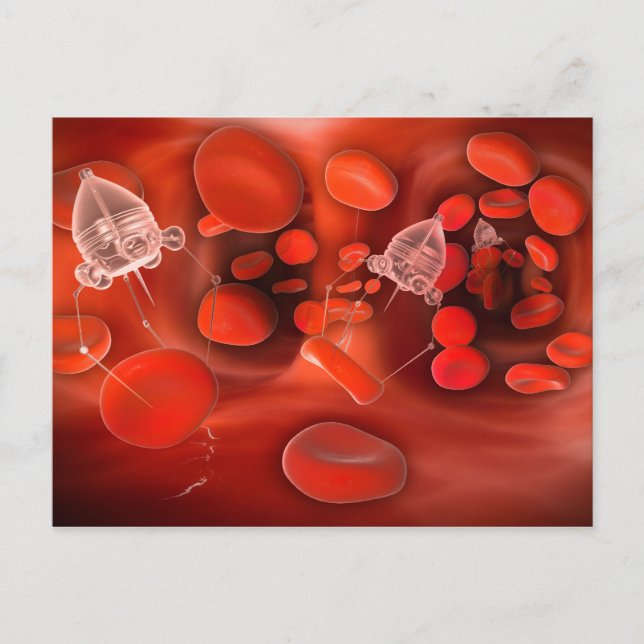 Medizinische Nanoboter im Blutstrom Postkarte (Vorderseite)