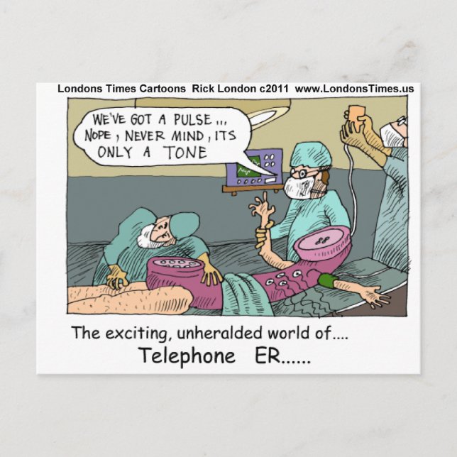 Medizinische Notfallkarte 4 Telefonapparate Funny  Postkarte (Vorderseite)