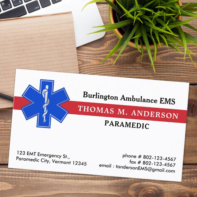 Medizinische Notfallmedizin EMS EMT Star of Life Visitenkarte (Von Creator hochgeladen)