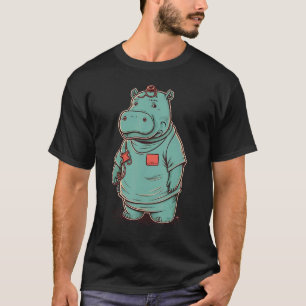 Medizinische Pflege Nilpferd auf Krankenschwester T-Shirt