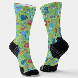 Medizinische Printwerbung auf grünem Apfelhintergr Socken