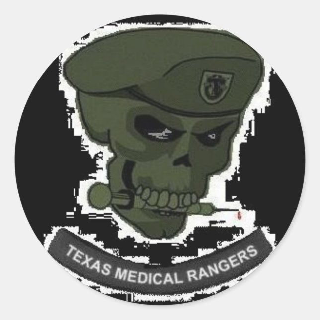Medizinische Ranger mit Runden des Schädels Runder Aufkleber (Vorderseite)