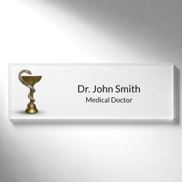 Medizinische Schlange Bronze Hygieia White Caduceu Namenschild
