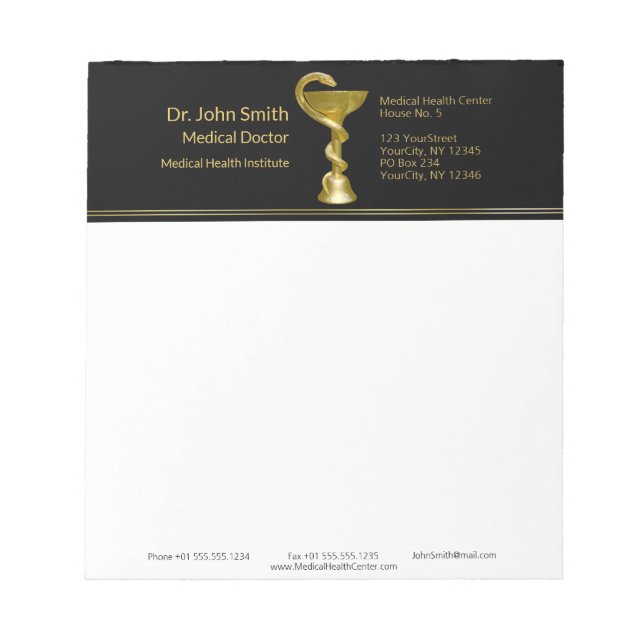 Medizinische Schlange klassische Bowl Hygieia Gold Notizblock (Vorderseite)