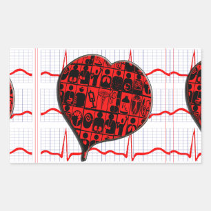 MEDIZINISCHE SPEZIALITÄTEN CCU-HERZ-EKG RECHTECKIGER AUFKLEBER