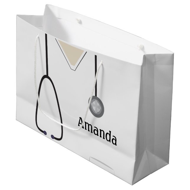 Medizinische Untersuchung Weißer LG Geschenktasche Große Geschenktüte (Vorderseite Schrägansicht)