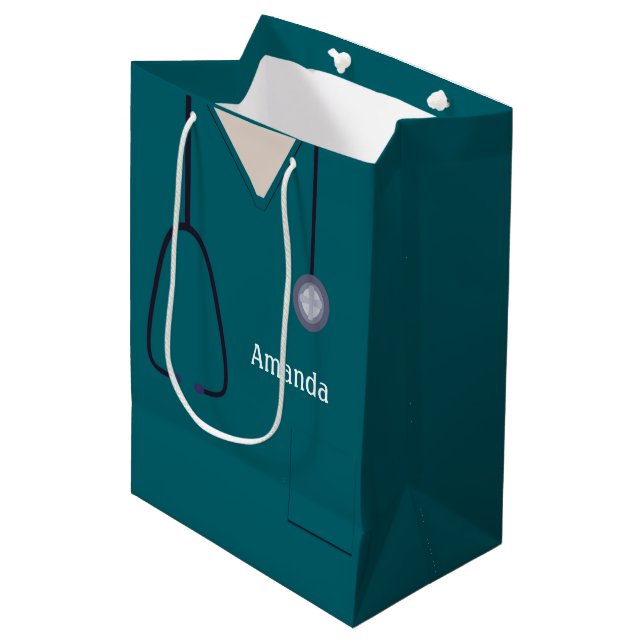 Medizinische Untersuchungen Aquamarin MGB Mittlere Geschenktüte (Vorderseite Schrägansicht)