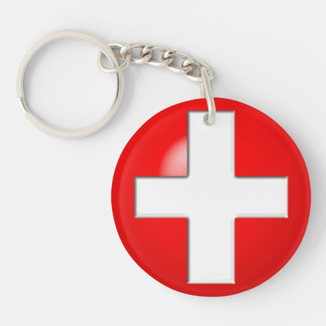 Medizinische Warnung - Rot Schlüsselanhänger (Vorderseite)