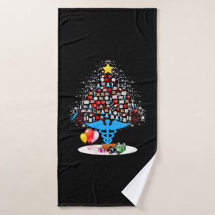 Medizinische Werkzeuge Weihnachtsbaum Funny Nurse  Badehandtuch