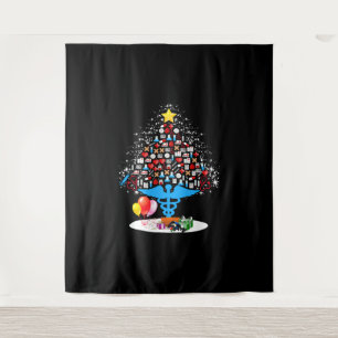 Medizinische Werkzeuge Weihnachtsbaum Funny Nurse  Wandteppich