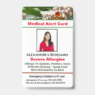 Medizinischer Allergie-Alarm Notfall Foto Ausweis