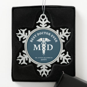 Medizinischer Arzt Personalisiert Schneeflocken Zinn-Ornament