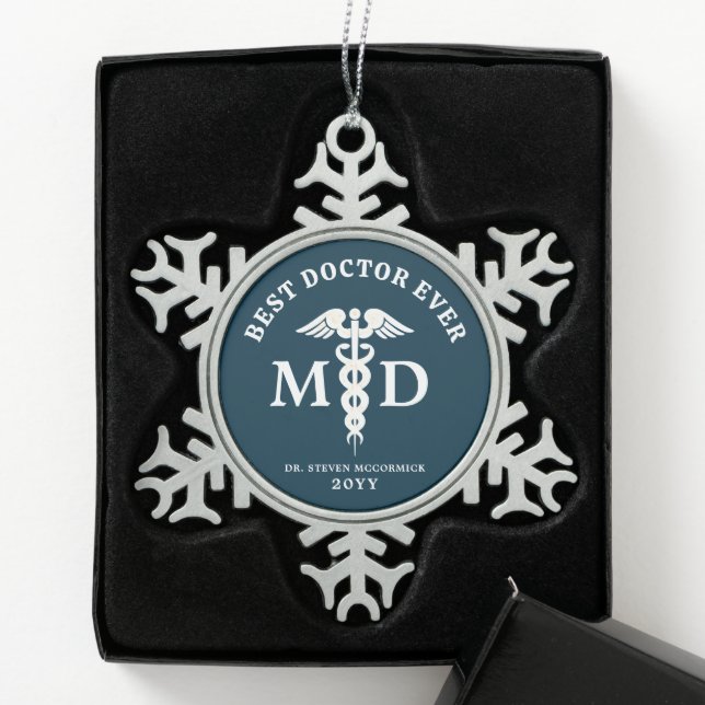 Medizinischer Arzt Personalisiert Schneeflocken Zinn-Ornament (Box)