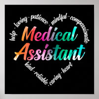 Medizinischer Assistent für Herz Word Cloud Waterc
