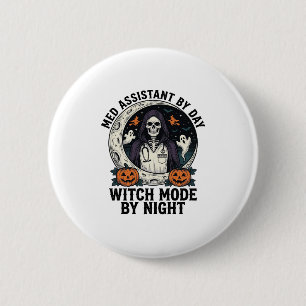 Medizinischer Assistent Halloween Hexe Vintage Gra Button