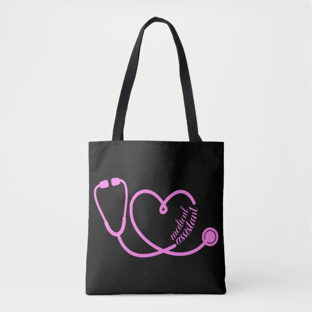 Medizinischer Assistent Herz Stethoscope Pink Tasche (Vorderseite)