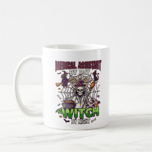 Medizinischer Assistent Hexe Skelett Spritze Kesse Kaffeetasse