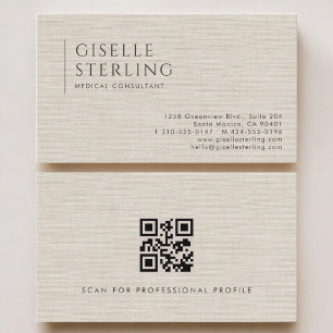 Medizinischer Berater Neutraler Leinen-QR-Code Visitenkarte