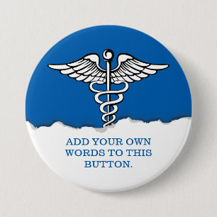 Medizinischer Caduceus-Gewohnheits-Text Button