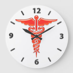 Medizinischer Caduceus Große Wanduhr