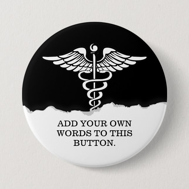 Medizinischer Caduceus-kundenspezifischer Button (Vorderseite)