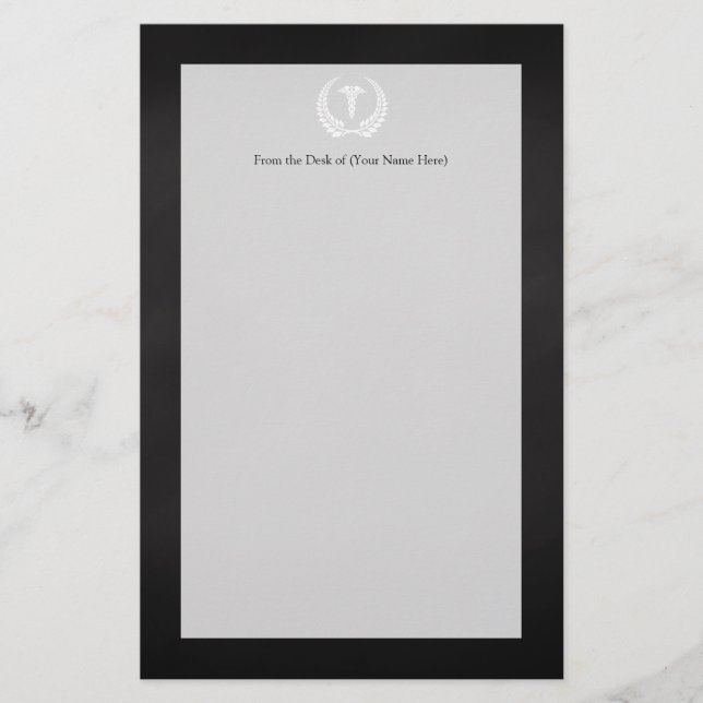 Medizinischer Caduceus-Lorbeer Briefpapier (Vorderseite)