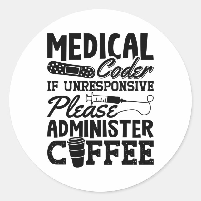 Medizinischer Coder Coffee Assistant ICD Coding Ge Runder Aufkleber (Vorderseite)