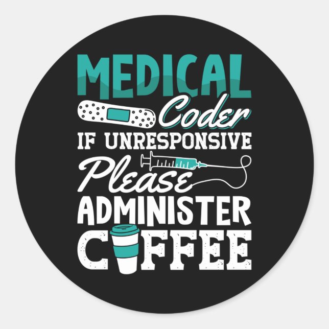 Medizinischer Coder-Kaffeekocher für ICD-Coding Runder Aufkleber (Vorderseite)