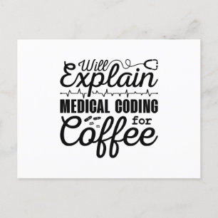 Medizinischer Coder Medical Coding Coffee Coding I Postkarte