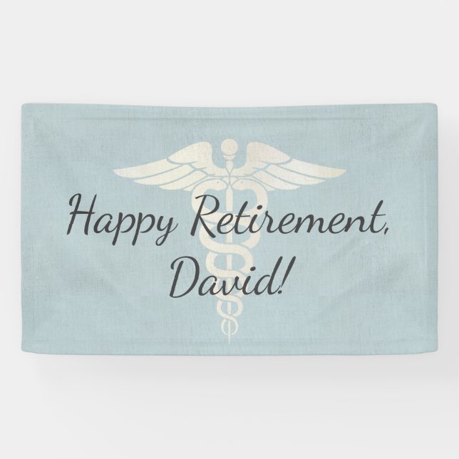 Medizinischer Ruhestands-elegantes blaues Leinen Banner (Horizontal)