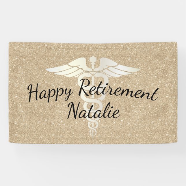 Medizinischer Ruhestands-moderner GoldGlitzer Banner (Horizontal)