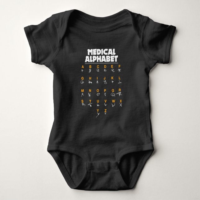 Medizinisches Alphabet für Doktoren Nurses Baby Strampler (Vorderseite)
