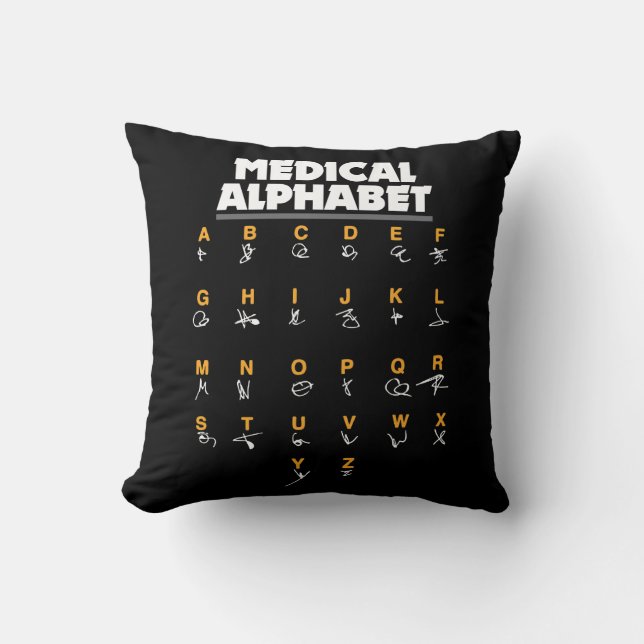 Medizinisches Alphabet für Doktoren Nurses Kissen (Vorderseite)