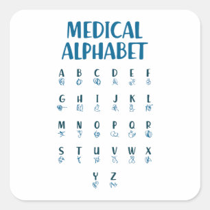 Medizinisches Alphabet Quadratischer Aufkleber