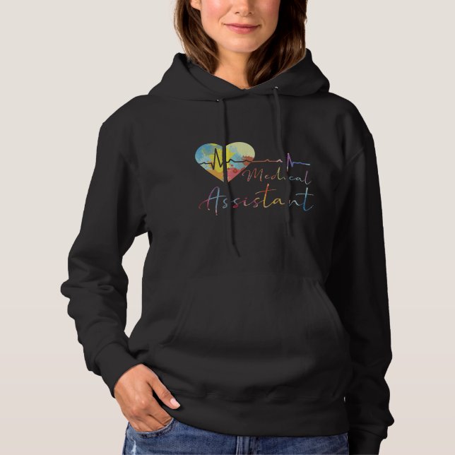 Medizinisches Assistenzkrankenhaus EKG Pulsfarbe Hoodie (Vorderseite)