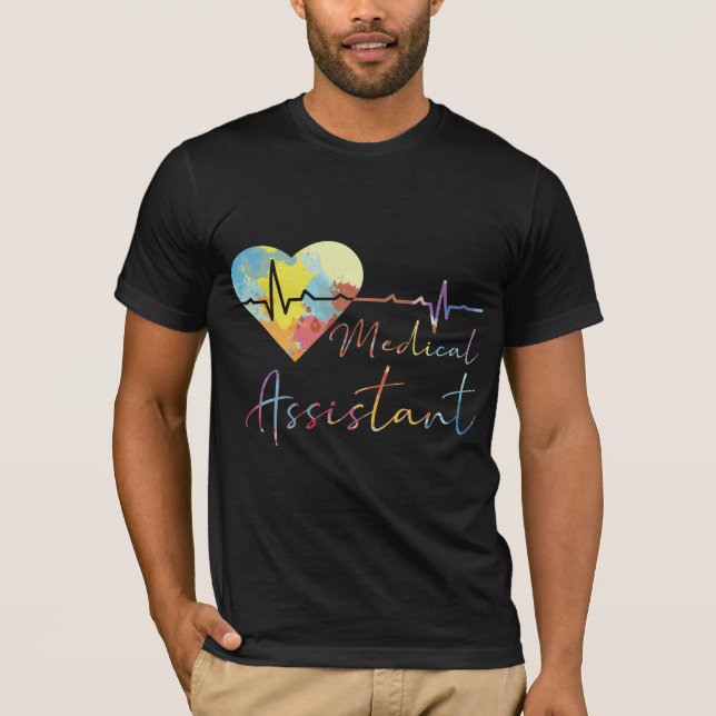 Medizinisches Assistenzkrankenhaus EKG Pulsfarbe T-Shirt (Vorderseite)
